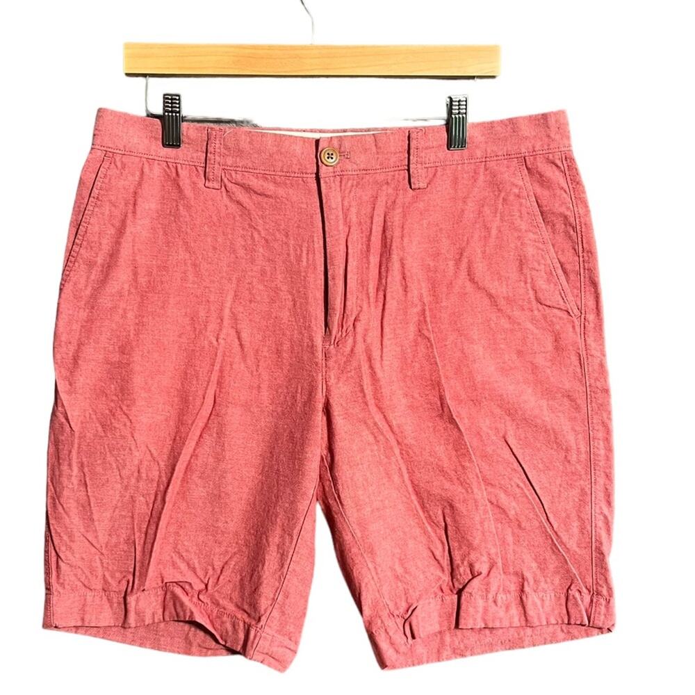 J. Crew Rivington Shorts Coral Red Mens 34 Chino Flat Front Cotton Casual Preppy